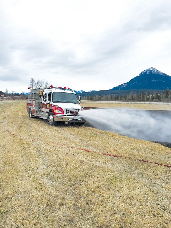 Golden Fire Rescue extinguished a brush fire near the Golden Airport on April 5 which was started by a cigarette.