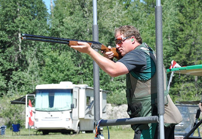 Scott Iverson of Slave Lake takes aim at the Golden Rod and Gun Club’s Canada Day shoot.