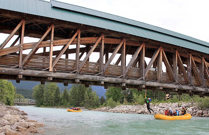 Four rafts floated through town on Sunday (June 19) evening after the test run for a new whitewater rafting experience
