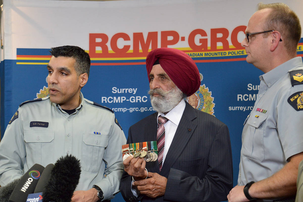 Zora Singh Tatla has been reunited with his missing medals. (Photo: Amy Reid)