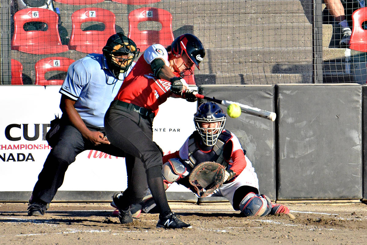 Team Canada won the women’s division of the Canada Cup Sunday night at Softball City. (Lance Peverley photo)