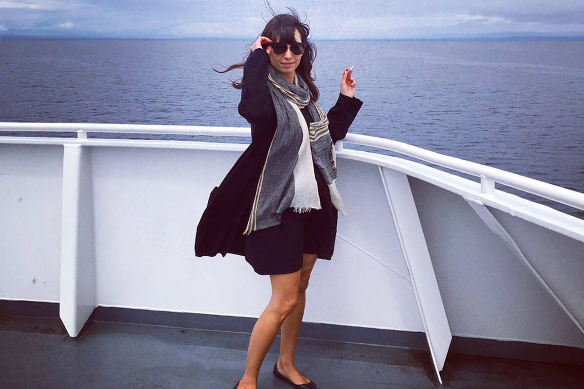 Jodie Emery shared this photo of herself smoking cannabis on a BC Ferries vessel to Instagram and Twitter on Sunday evening. (Jodie Emery/Instagram)