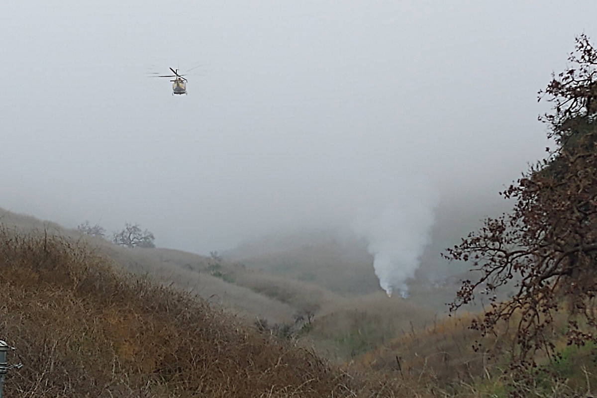 A helicopter went down in Los Angeles County in California on Sunday, Jan. 26, 2020. (LHSLASD/Twitter)