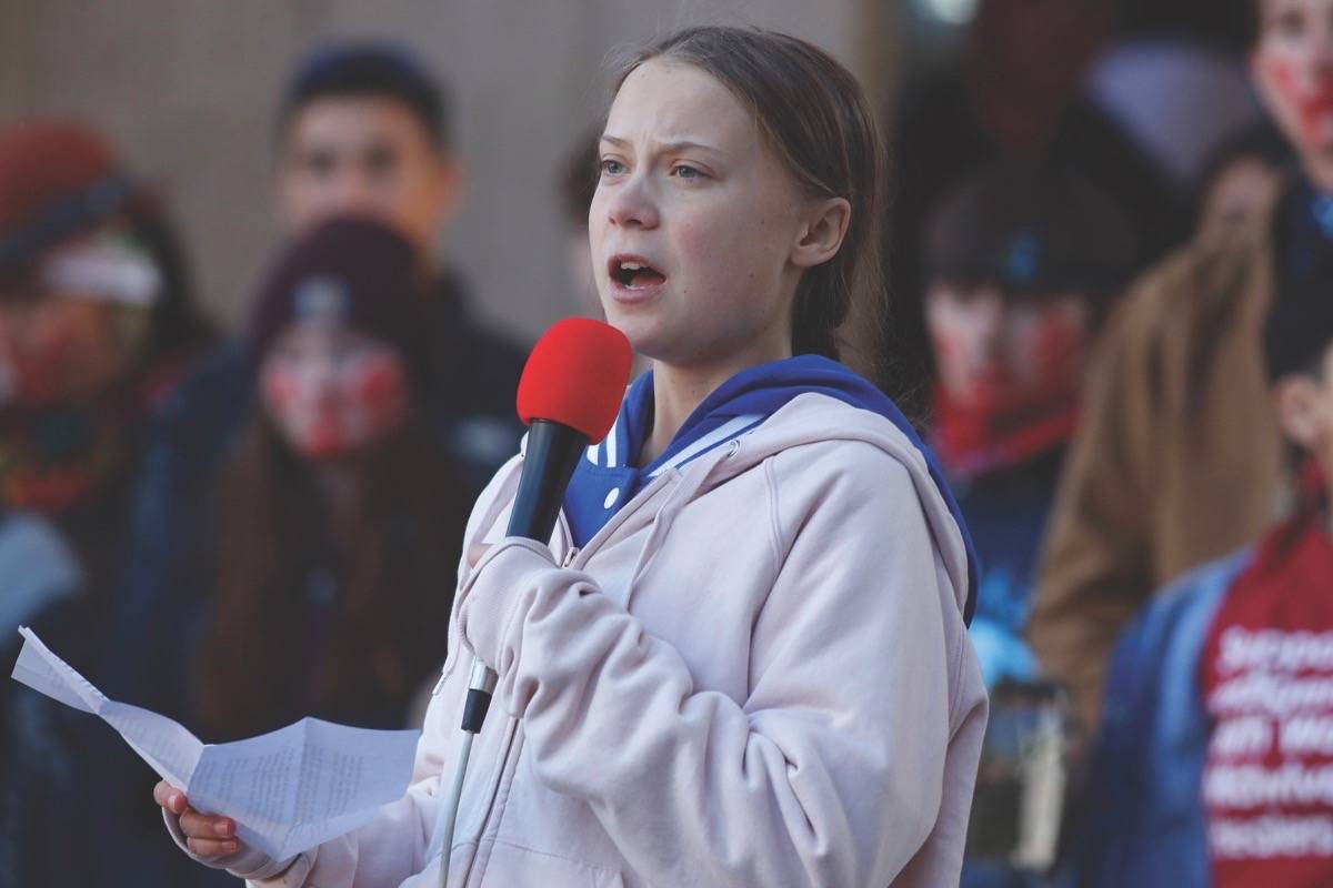 In this file photo, Swedish climate activist Greta Thunberg speaks to several thousand people at a climate strike rally Oct. 11, 2019, in Denver. (AP Photo/David Zalubowski)
