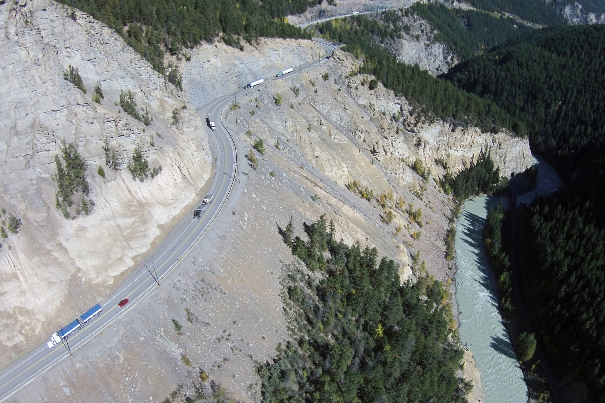 Phase four of the Kicking Horse Canyon project will twin the winding stretch of the Trans-Canada Highway just east of Golden, B.C. (Photo Ministry of Transportation Photo)