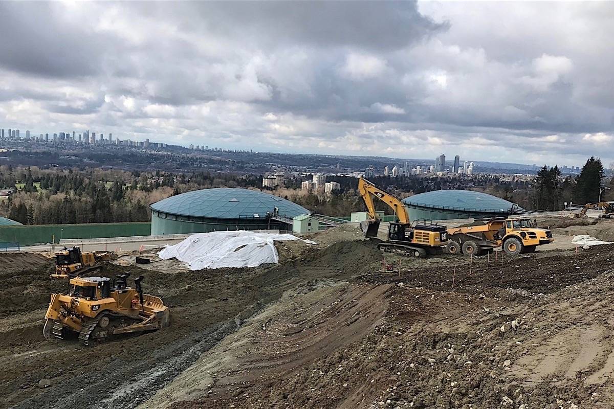 Temporary road under construction at the Trans Mountain terminal in Burnaby to bring in components for 14 additional storage tanks. (Trans Mountain)