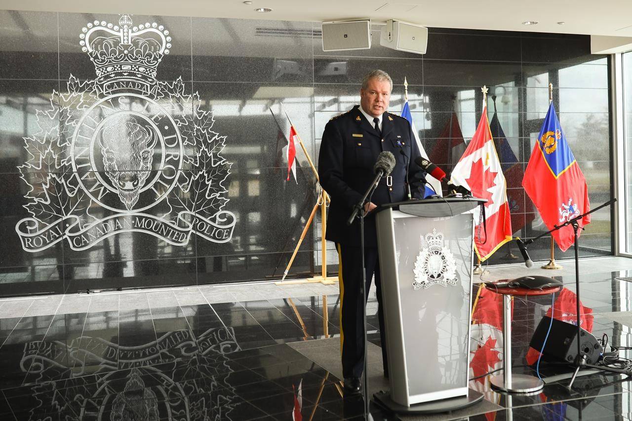 RCMP Chief Superintendent Chris Leather fields questions at a news conference at RCMP headquarters in Dartmouth, Nova Scotia, Monday, April 20, 2020. Investigators say a killer’s use of a mock police cruiser and an RCMP uniform almost identical to the real thing helped him escape detection as he travelled between 16 crime scenes in a rampage that has left at least 19 dead in Nova Scotia. THE CANADIAN PRESS/Riley Smith