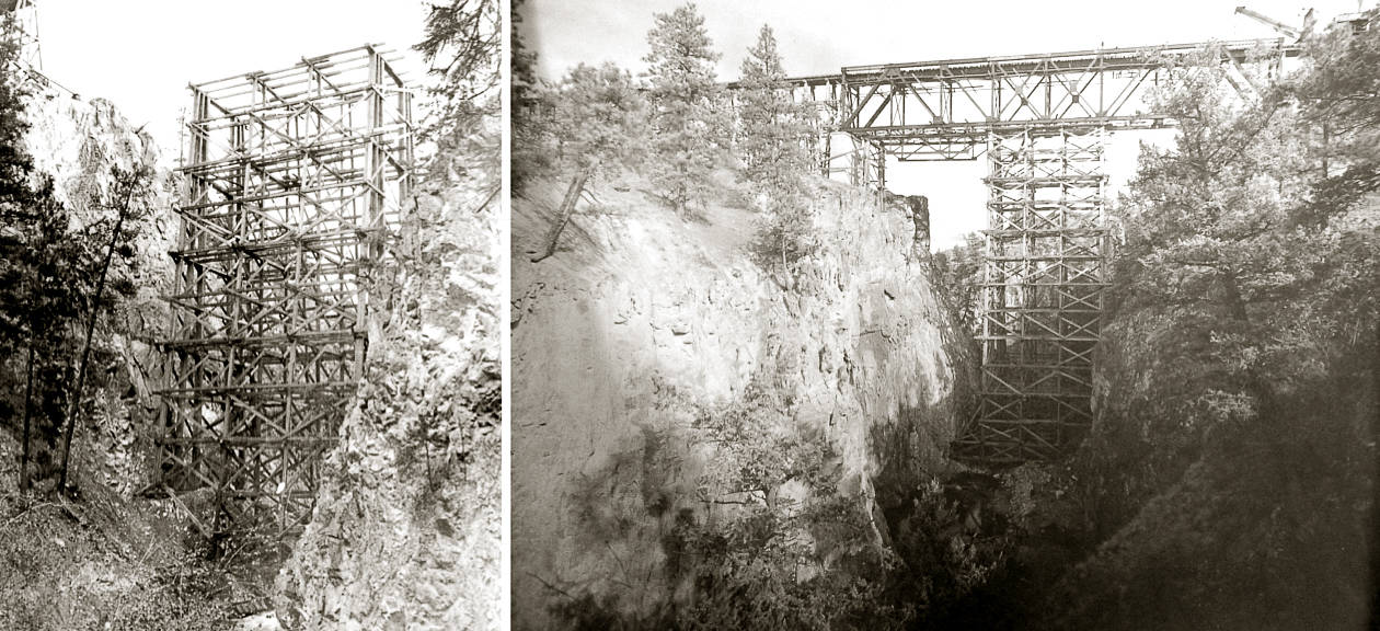 The Trout Creek bridge in Summerland was constructed in 1913. A false-work tower was constructed in order to allow for the work to proceed. The bridge allowed the community to have train service. (Photo courtesy of the Summerland Museum)