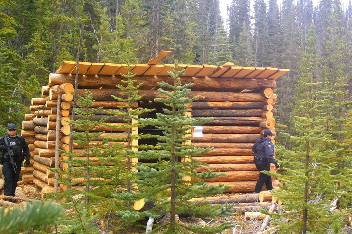 RCMP officers conducted a recent patrol and check of a smokehouse located on a gas pipeline’s right of way on Wet’suwet’en territory. (Wet’suwet’en Access Point on Gidimt’en Territory Facebook photo)