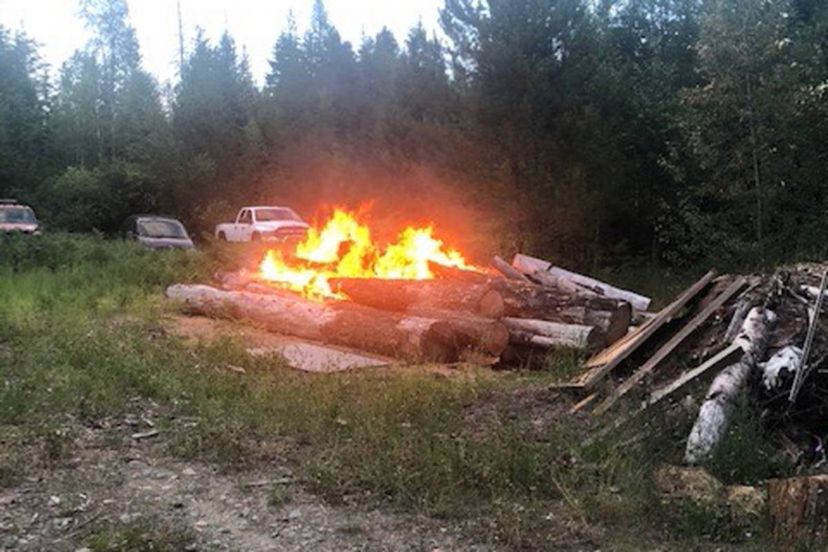 Arson is likely cause of a string of fires set in Marsh Creek near Fruitvale on Friday night. (Kootenay Boundary Regional Fire and Rescue photo)