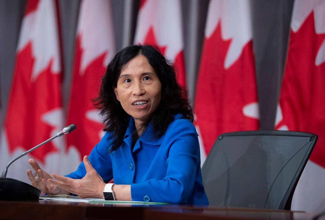 Chief Public Health Officer of Canada Dr. Theresa Tam speaks during a news conference on the COVID-19 pandemic on Parliament Hill in Ottawa, on Friday, Aug. 21, 2020. THE CANADIAN PRESS/Justin Tang