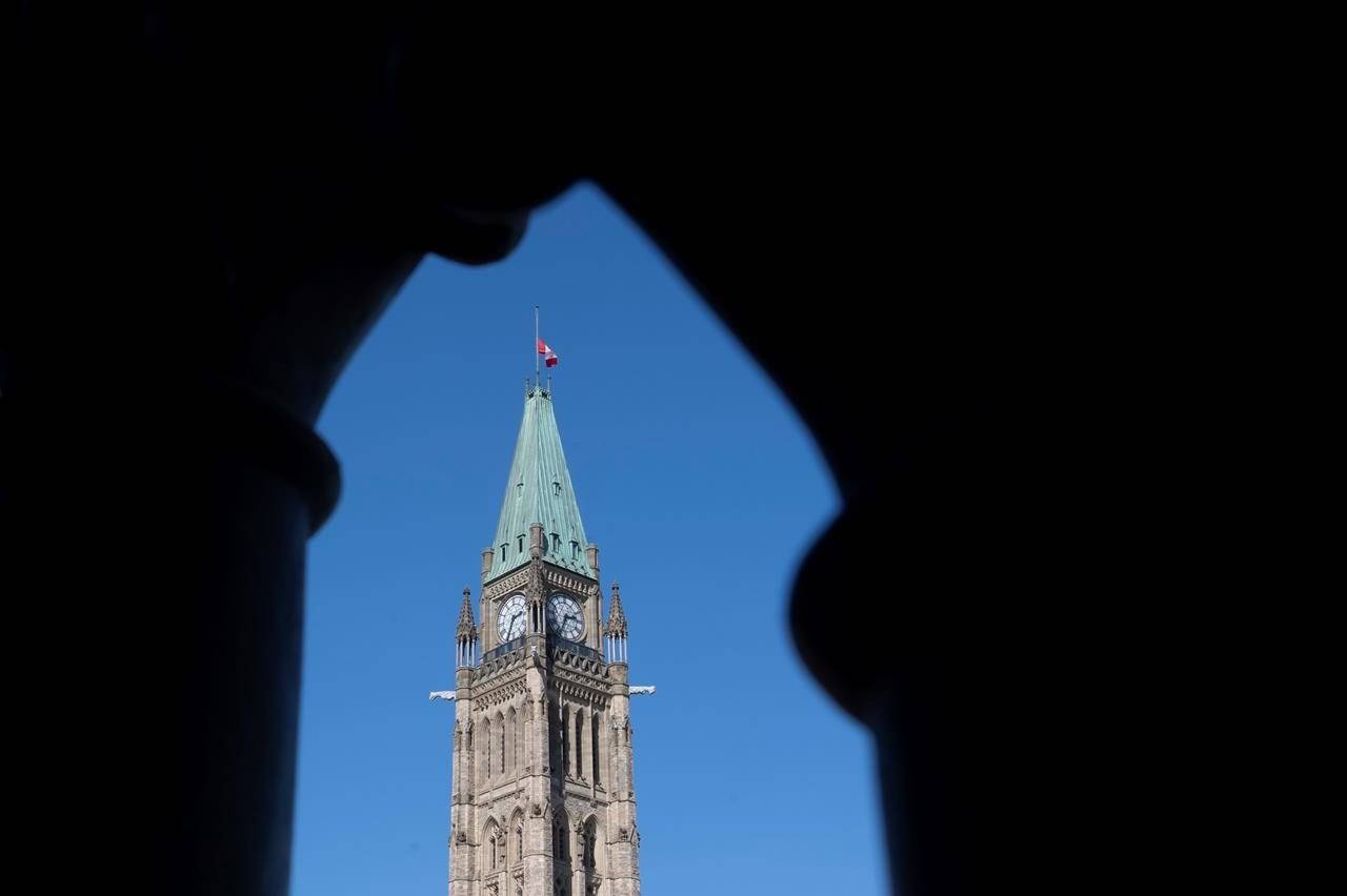 The Peace tower is seen on Parliament Hill in Ottawa, Monday September 21, 2020. THE CANADIAN PRESS/Adrian Wyld