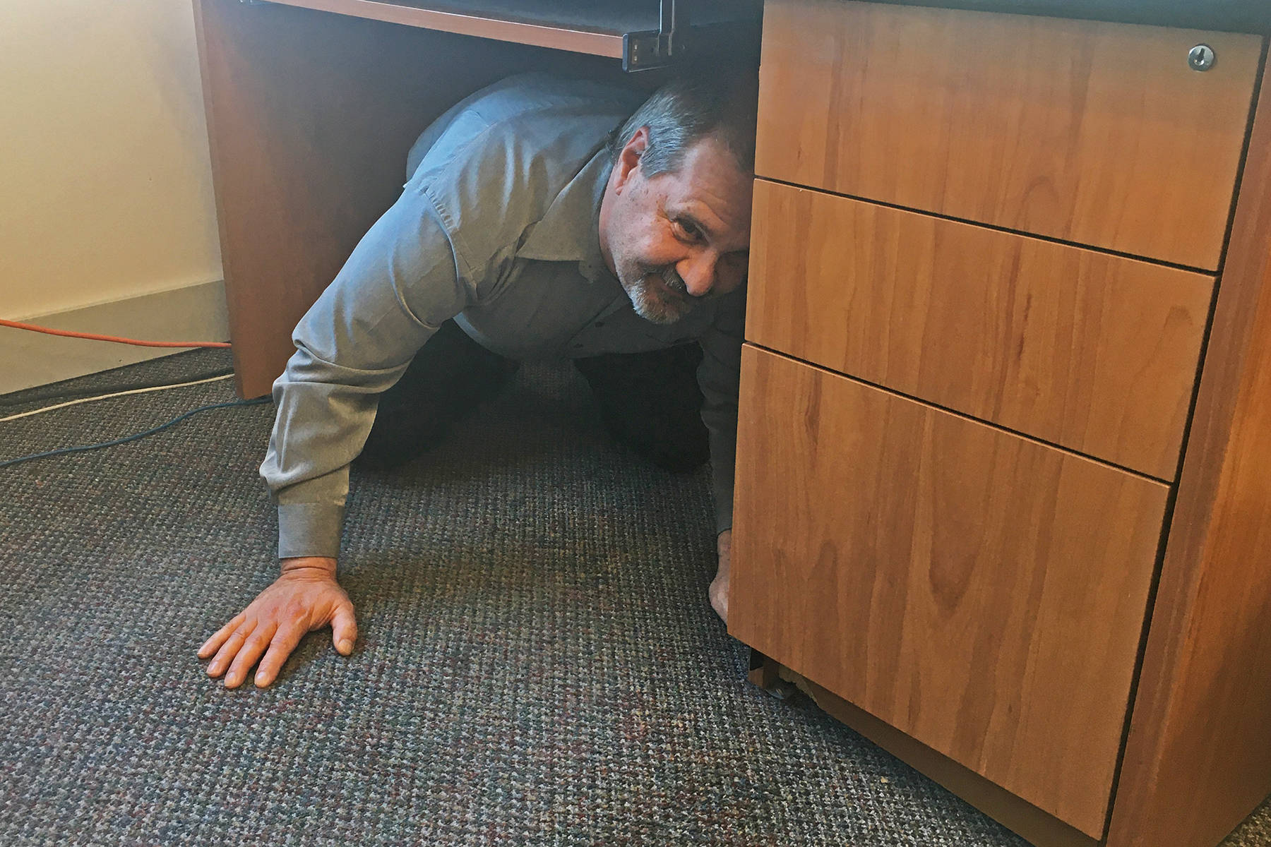 Offices, schools, homes and more offer protection in the event of an earthquake. The Great BC ShakeOut is slated for Oct. 15, but individuals and socially distanced groups can practice earthquake drills anytime. (Black Press media file photo)