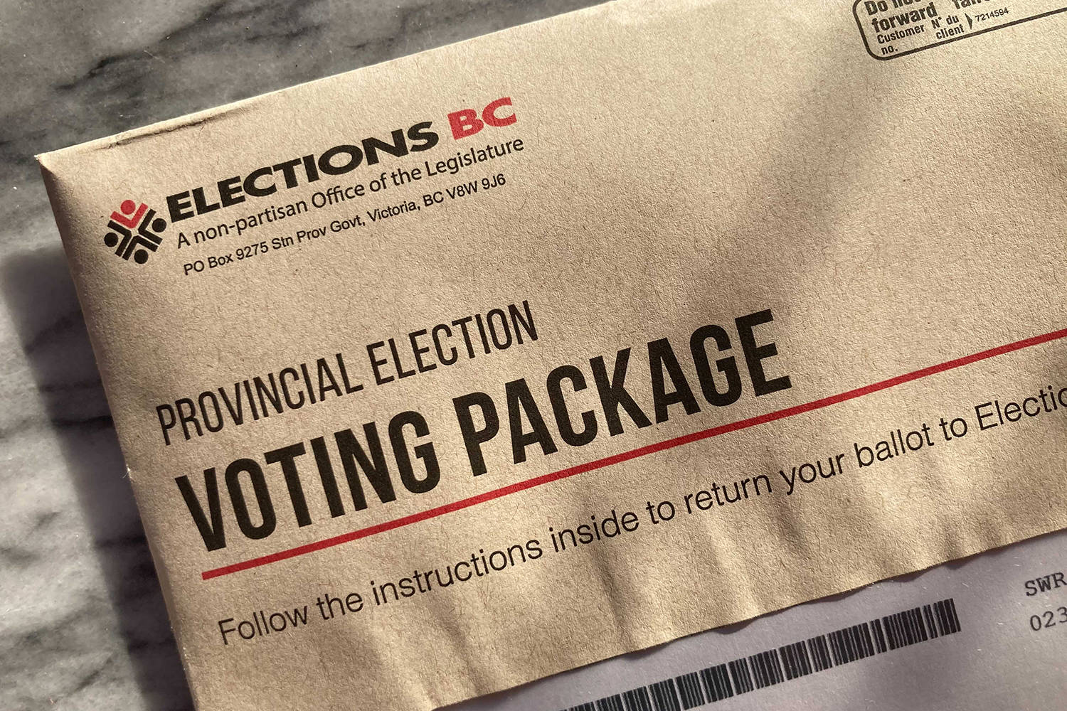 Elections BC has sent out almost 700,000 mail voting packages as of Oct. 14 with just under 3.5 million registered voters. (Black Press Media File)By Oct. 21, Elections BC had received an estimated 396,900 returned vote-by-mail packages. This represents about 55 per cent of packages issued to date. (Black Press Media File)