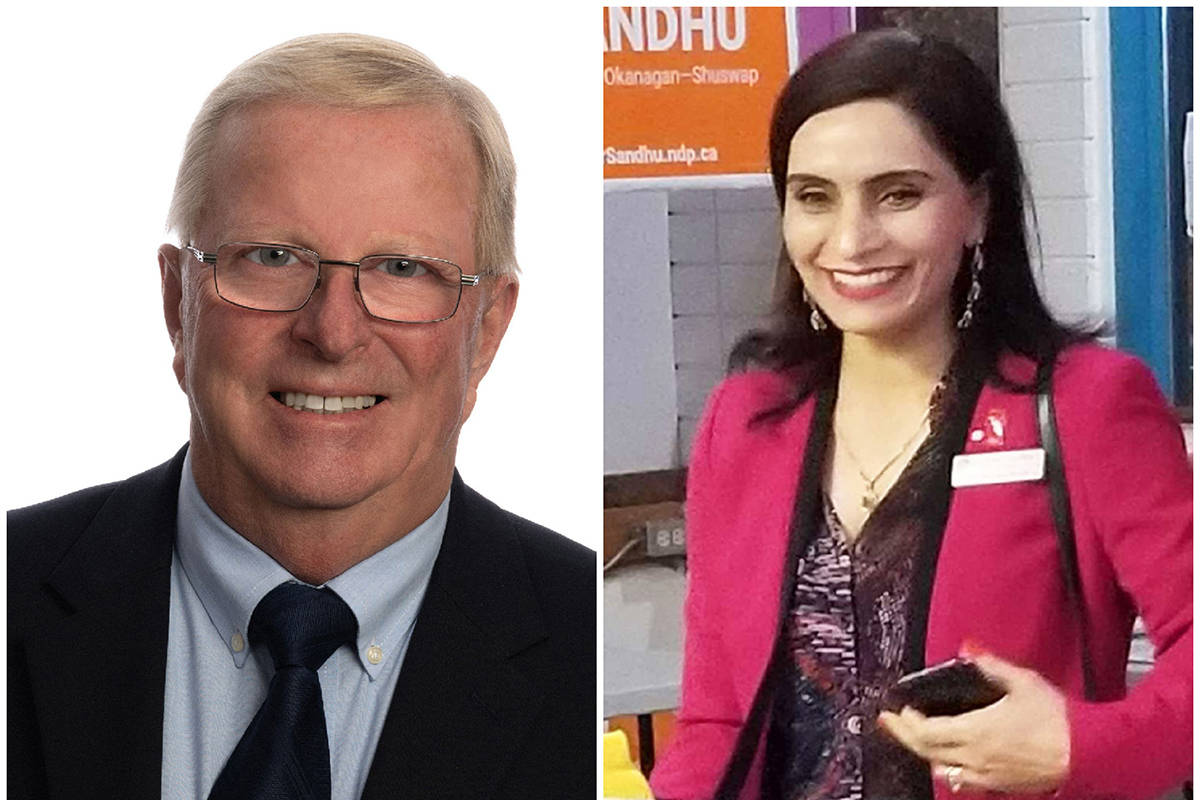 Incumbent Liberal MLA Eric Foster (left) trails NDP candidate Harwinder Sandhu by 282 votes as counting of mail-in and absentee ballots for the Vernon-Monashee riding is expected to resume Sunday, Nov. 8. (Morning Star - file photo)