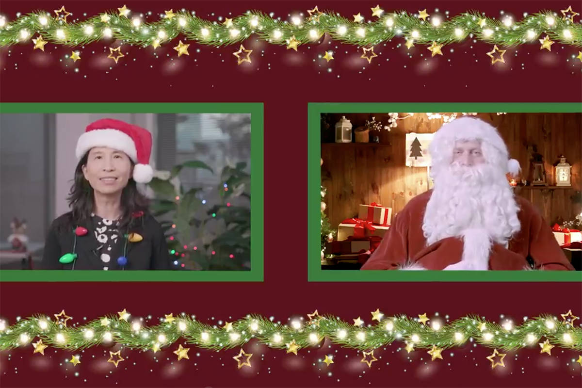 Canada’s chief medical officer Dr. Theresa Tam chats with Santa Claus on Zoom in December 2020. (Twitter)