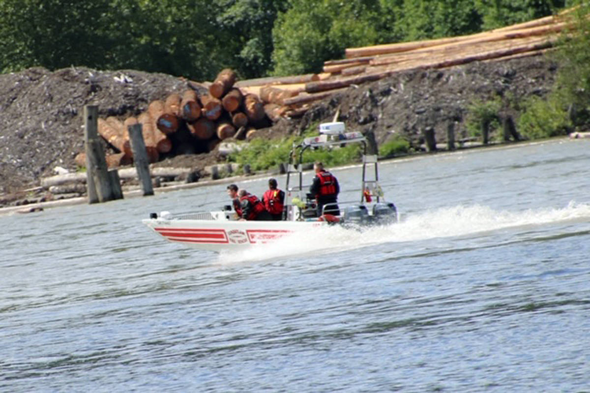 Police boats were called in to search the Fraser River after a report that a plane had crashed where the river runs between Langley and Maple Ridge (Shane MacKichan/special to Langley Advance Times)