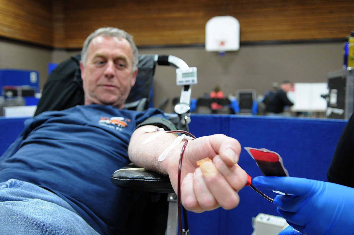 Ross Yaxley of Chilliwack made his 100th blood donation on May 27, 2013. Sunday, Feb. 14, 2021 is Donor Day. (Jenna Hauck/ Chilliwack Progress file)