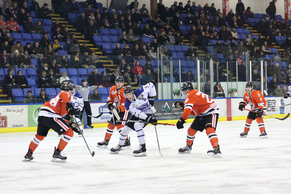 The Nanaimo Clippers in action at Frank Crane Arena in early 2020. (News Bulletin file photo)