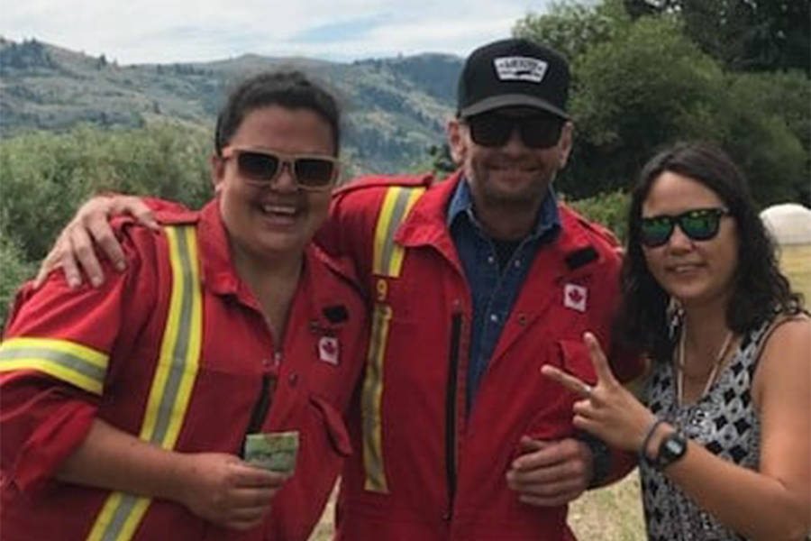 The Okanagan Indian Band fire department has identified Jason Graham (middle) as the victim of a fatal vehicle accident in Spallumcheen Saturday, Feb. 26, 2021. (Contributed)
