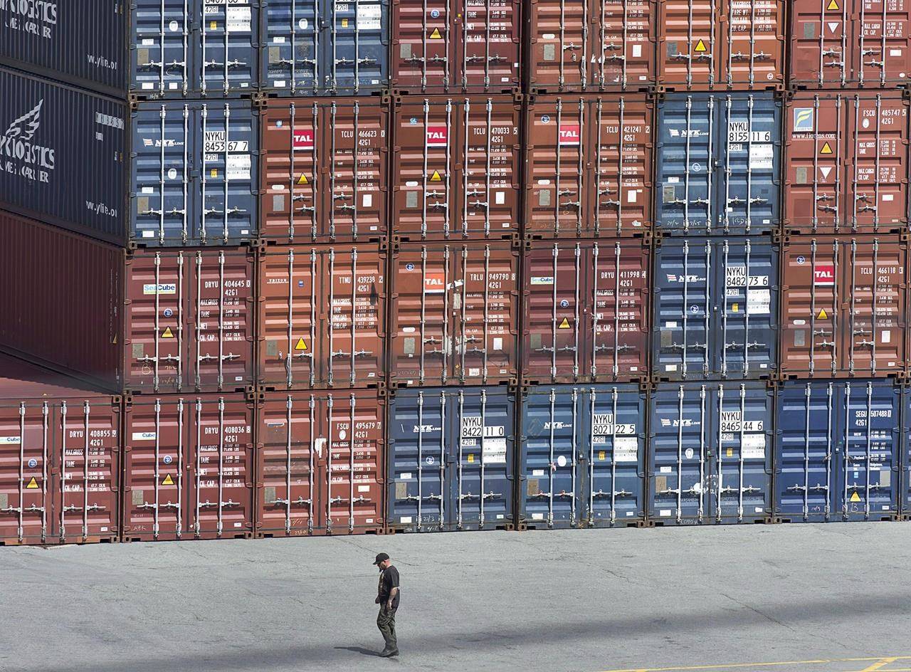 Shipping containers are seen at the Fairview Cove Container Terminal in Halifax on Friday, Aug. 25, 2017. THE CANADIAN PRESS/Andrew Vaughan
