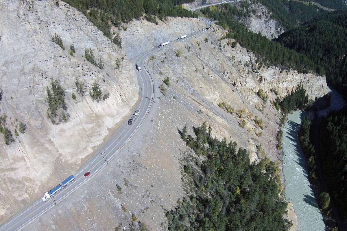 Phase four of the Kicking Horse Canyon project will twin the winding stretch of the Trans-Canada Highway just east of Golden. (file photo)