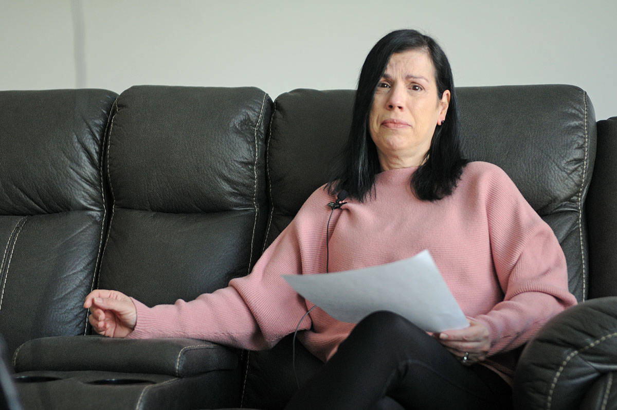 Alina Durham, mother of Shaelene Bell, reads a message to her daughter from her Chilliwack home on Wednesday, March 10, 2021. (Jenna Hauck/ Chilliwack Progress)