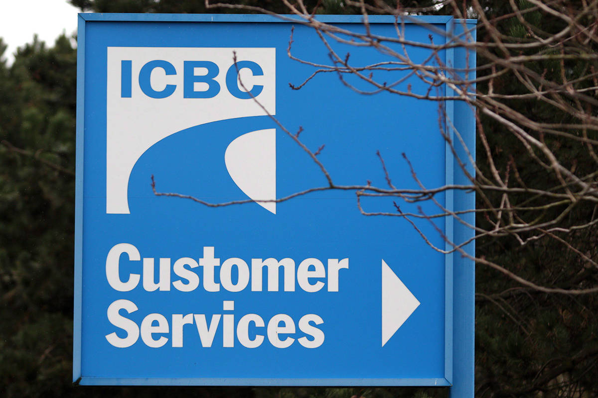FILE – Signage for ICBC (Insurance Corporation of British Columbia) is shown in Victoria, B.C., on February 6, 2018. THE CANADIAN PRESS/Chad Hipolito