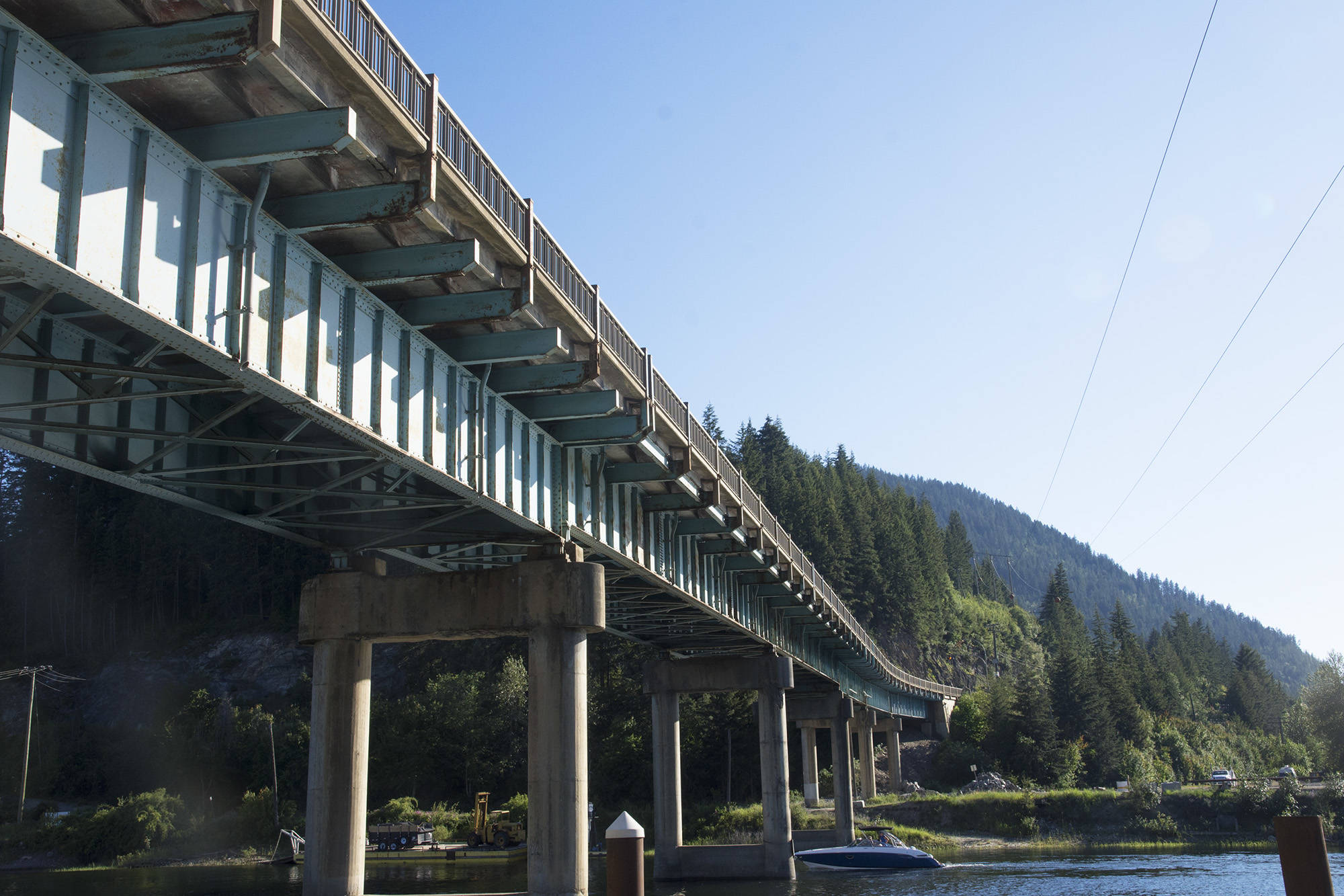 The Bruhn Bridge, where the Trans-Canada Highway crosses the Sicamous Channel. (File photo)
