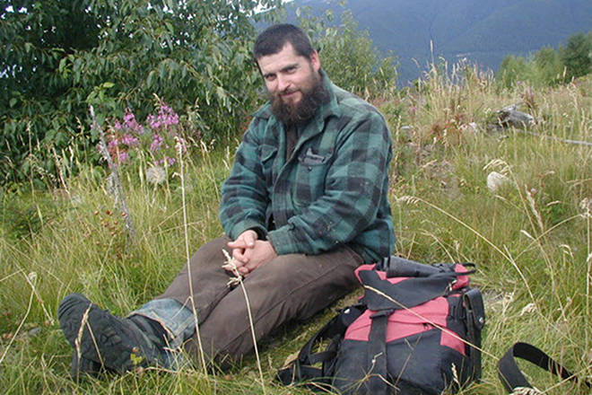 Shuswap Lake, B.C., Sept. 20, 2001 - John Lambert Bjornstrom, the Bushman of the Shuswap, near his main camp near the lake. (Photo: Dale Steeves/Special to The Vancouver Sun) [PNG Merlin Archive]