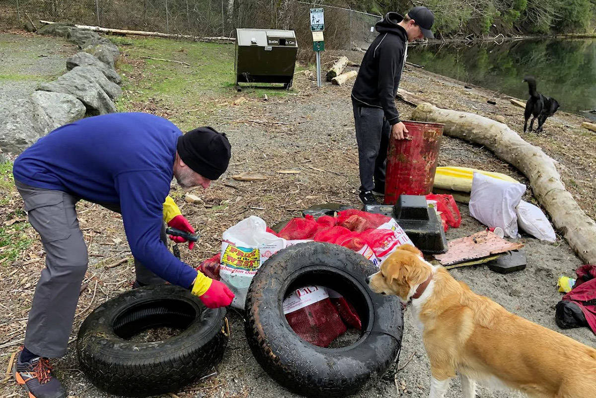 Four members with Divers for Cleaner Lakes and Oceans were out at Cultus Lake on March 28 and 29 hauling trash out of the waters. (Henry Wang)