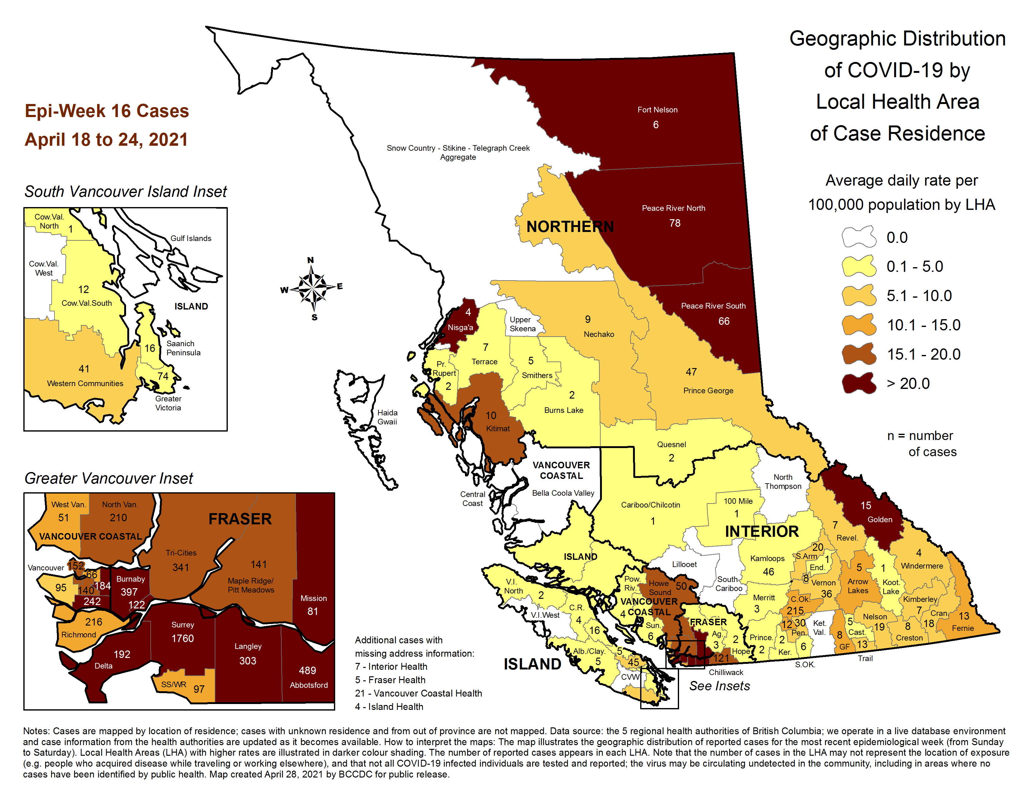 BC CDC data that shows 15 new cases of COVID-19 in the Golden area. (BC CDC photo)