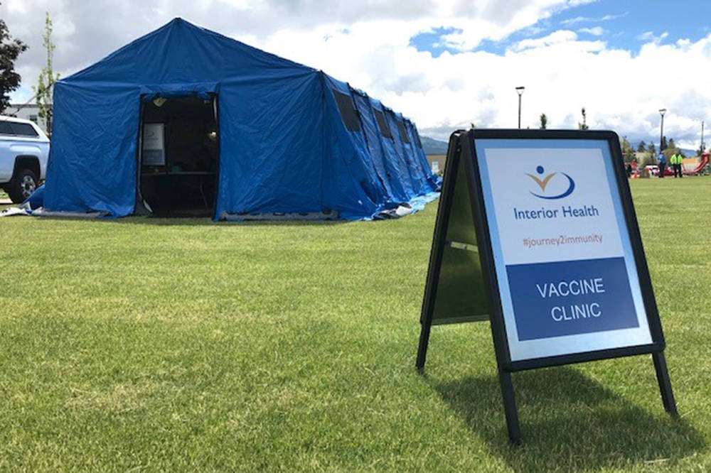 A tent housing a mobile vaccination clinic. (Interior Health/Contributed)