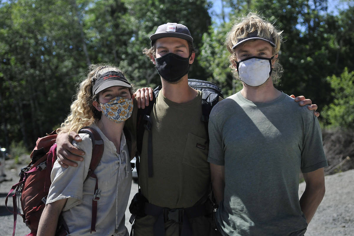Willow, Rowan and Monkey (camp names) wrestled through the complex issues of civil disobedience and protesting logging when each of them feels very pro forestry — except for old-growth. They’d just come back from a night operation of building hard blocks at a blockade. (Zoe Ducklow/News Staff)