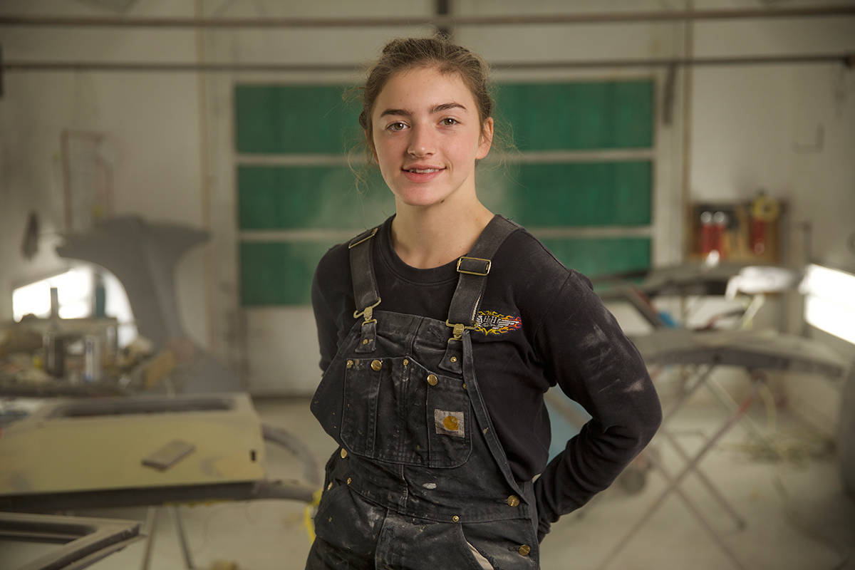 Cassidy McEown, a Red Seal certified motor vehicle body repairer who apprenticed on Rust Valley Restorers. (Photo courtesy Okanagan College)