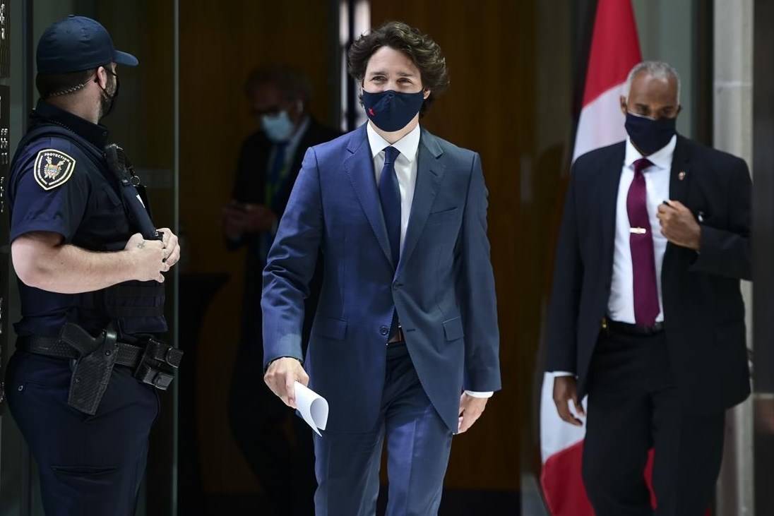 Prime Minister Justin Trudeau arrives to hold a press conference in Ottawa on Tuesday, June 8, 2021. Trudeau leaves Canada today for a G7 summit as the country is seized by tragedy and demands of justice for Indigenous peoples and Muslims. THE CANADIAN PRESS/Sean Kilpatrick