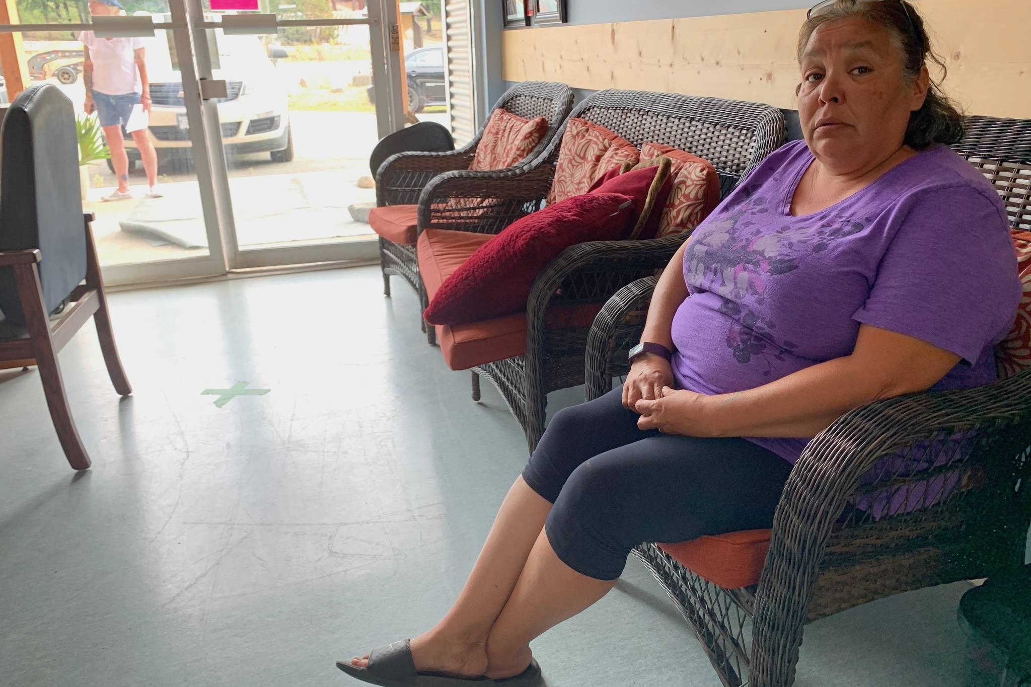 Kasey Johnny, pictured here in Boothroyd on July 1, 2021, has many friends and family in Lytton she said she hadn’t heard from after the devastating fire that destroyed much of the town on June 30, 2021. (Jessica Peters/ Chilliwack Progress)