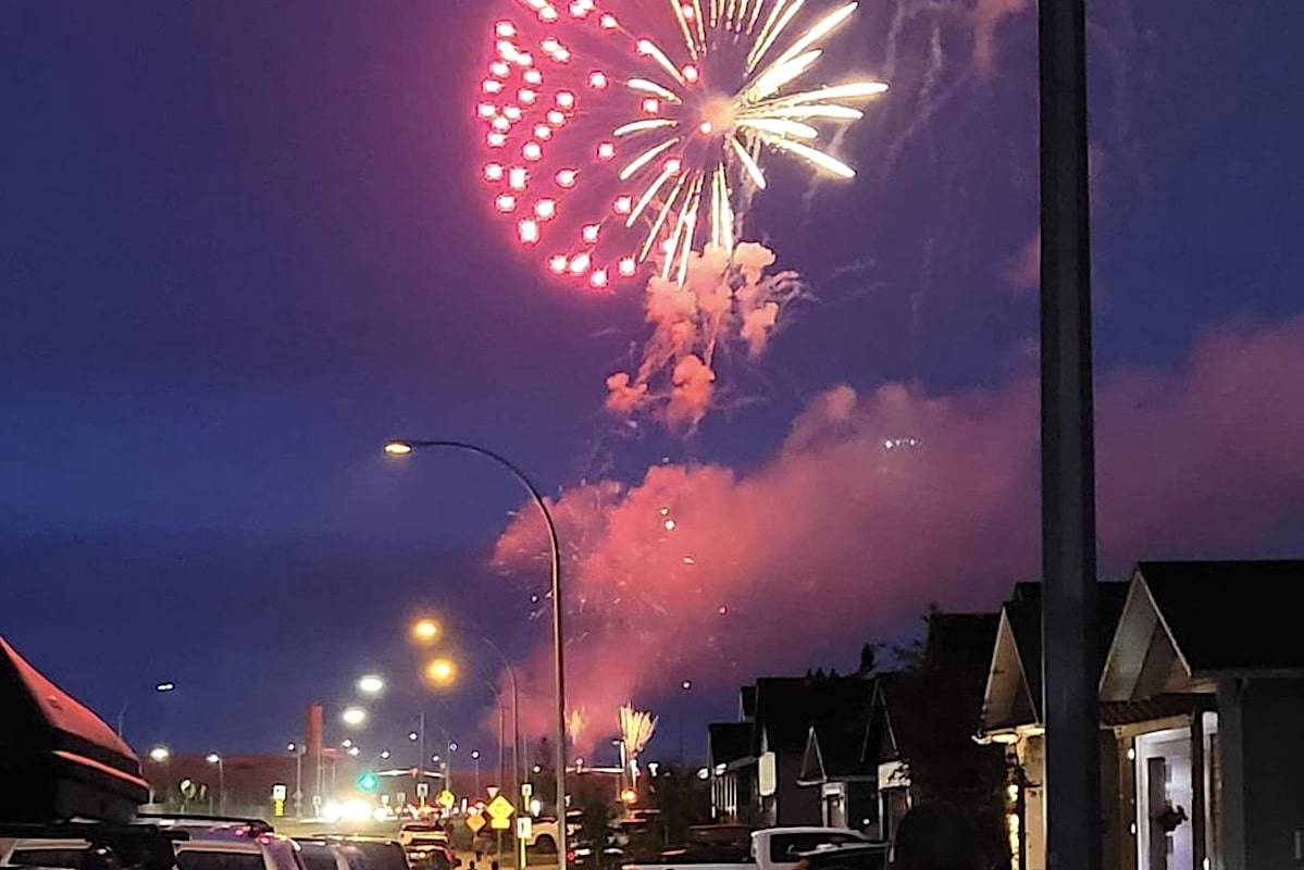 Skies over Fort St. John were ignited by a municipal display of fireworks this Canada Day, despite a province-wide fire ban and 119 wildfires that have recently sparked across B.C. (Instagram/Yvett Michna)