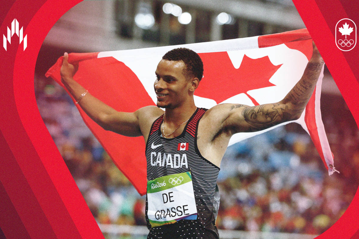 Andre De Grasse won medals in the 100 metres (bronze), 200 metres (silver) and helped the men’s 4×100-metre relay team earn a bronze in the 2016 Rio Olympic Games. Photo courtesy of Canadian Olympic Committee.