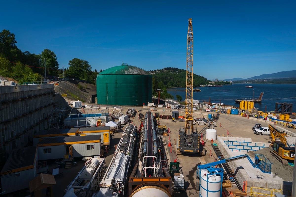 A tunnel boring machine drills to accommodate pipelines through Burnaby Mountain to connect to the expanded Westridge Marine Terminal, May 2021. The twinning project is a quarter completed, with active construction in Alberta and across B.C. (Trans Mountain photo)