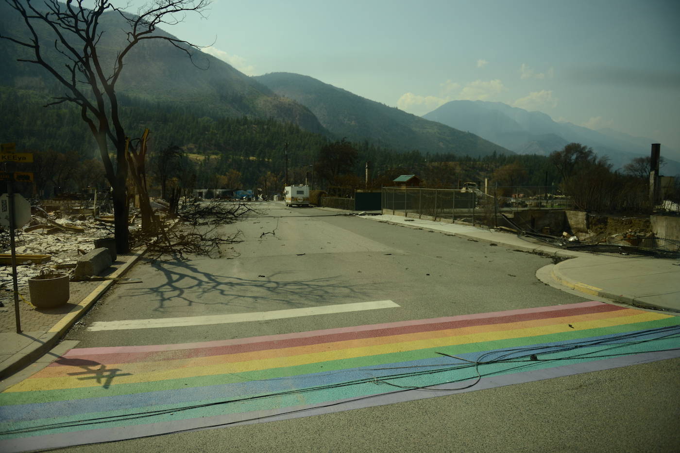 A view of Lytton, B.C. on Friday, July 9, 2021, nine days after a wildfire ripped through the village on June 30, 2021. (Jenna Hauck/ Black Press Media)