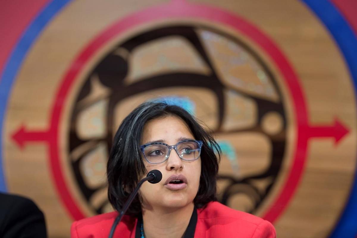 Harsha Walia, Executive Director of the B.C. Civil Liberties Association, addresses a news conference in Vancouver, B.C., Wednesday, January 15, 2020. THE CANADIAN PRESS/Jonathan Hayward