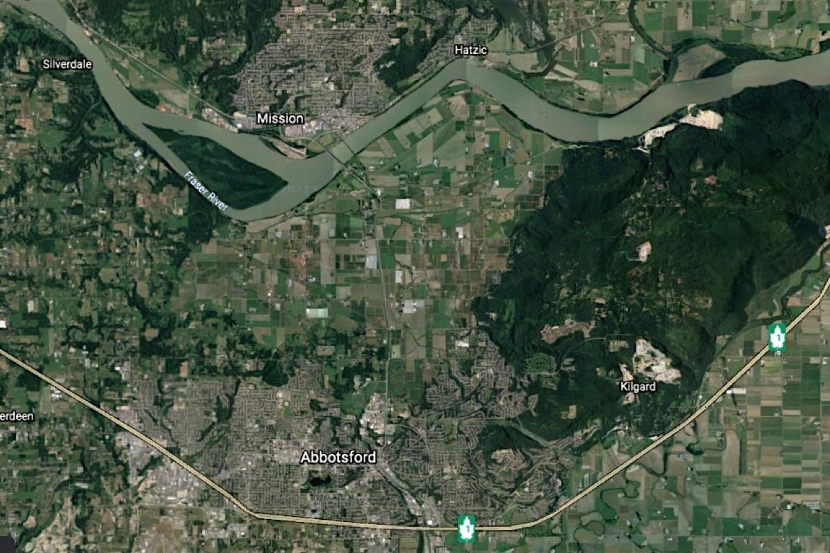 Google Earth image of B.C.’s Fraser Valley, an area of intensive agriculture and development pressure for housing and industrial needs. (Google)