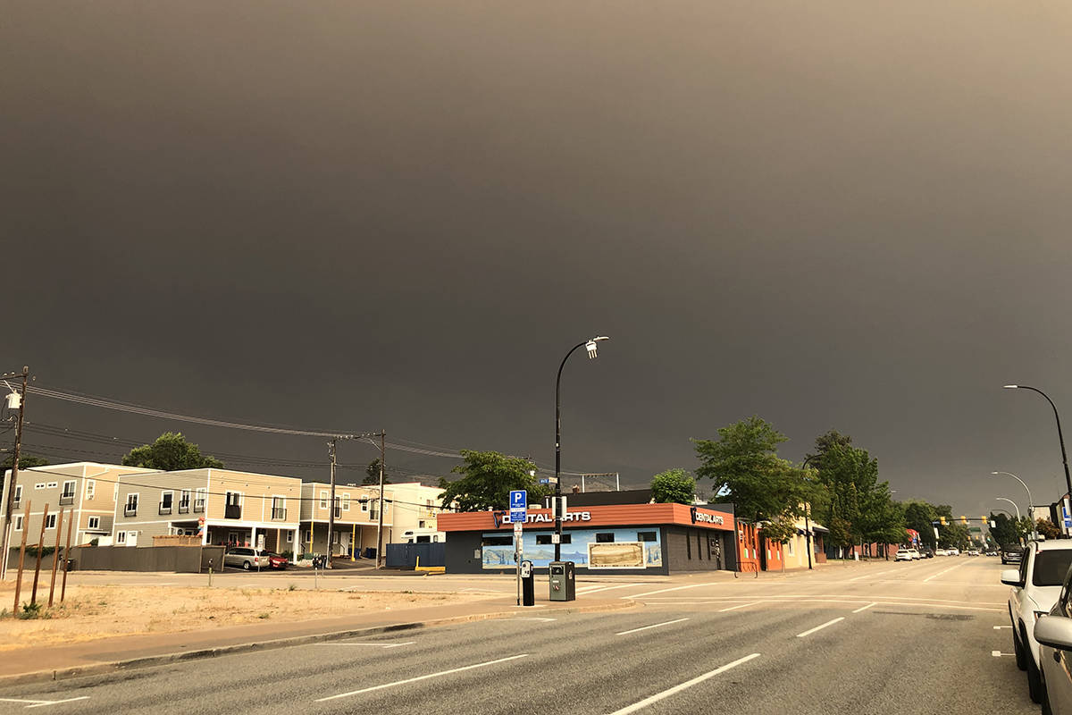 Penticton skies have turned black on Monday afternoon. (Monique Tamminga Western News)