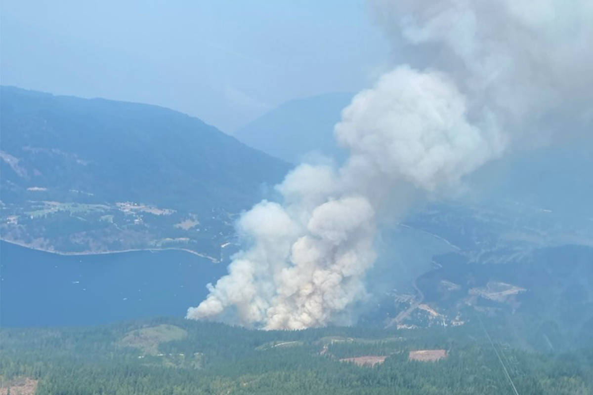 The wildfire near Sicamous on July 20, 2021. (BC Wildfire Service image)