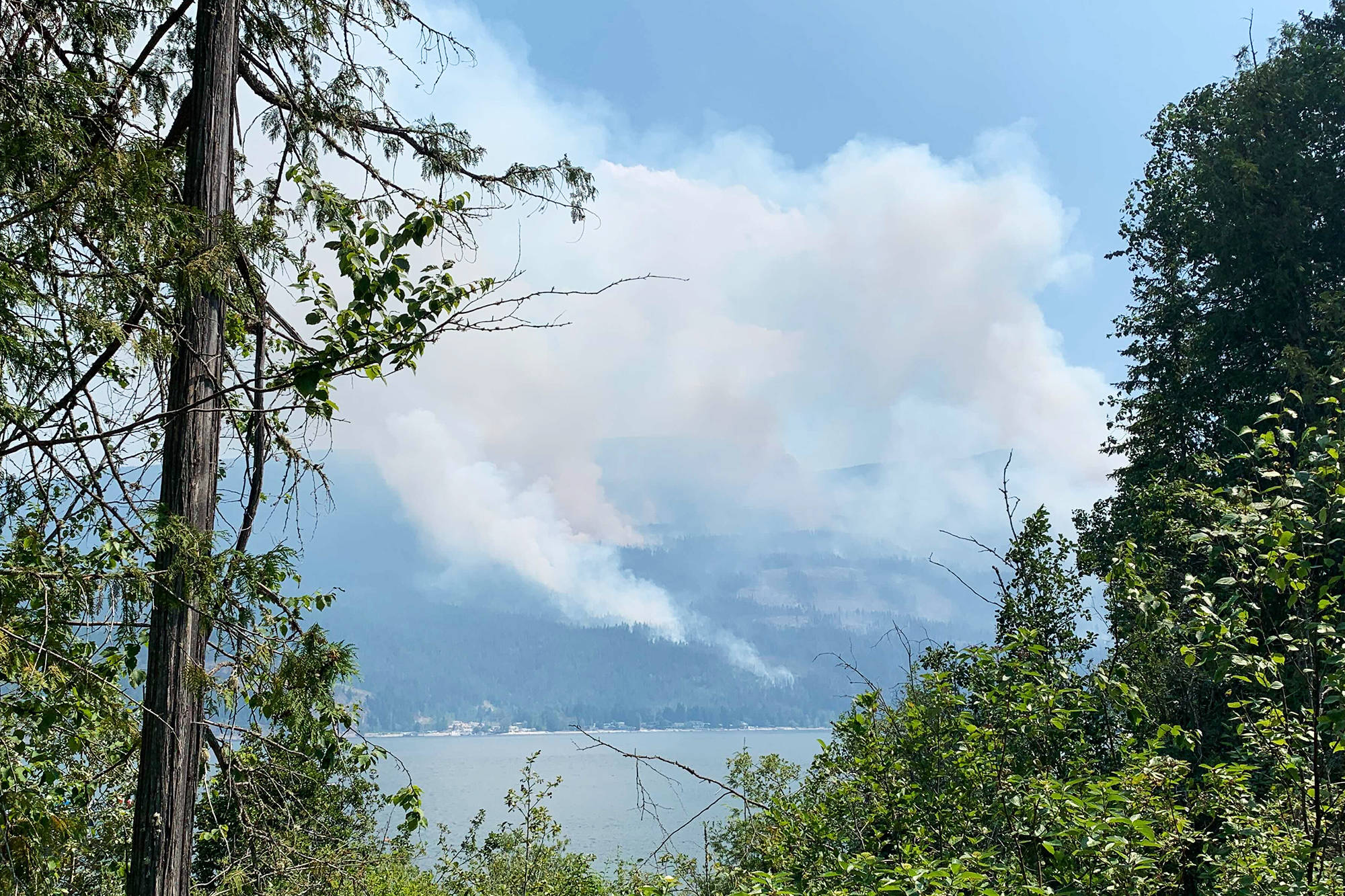 The BC Wildfire Service reported the Two Mile Road interface fire near Sicamous was at 400 hectares as of 2 p.m. on Wednesday, July 21, 2021. (Zachary Roman-Salmon Arm Observer)