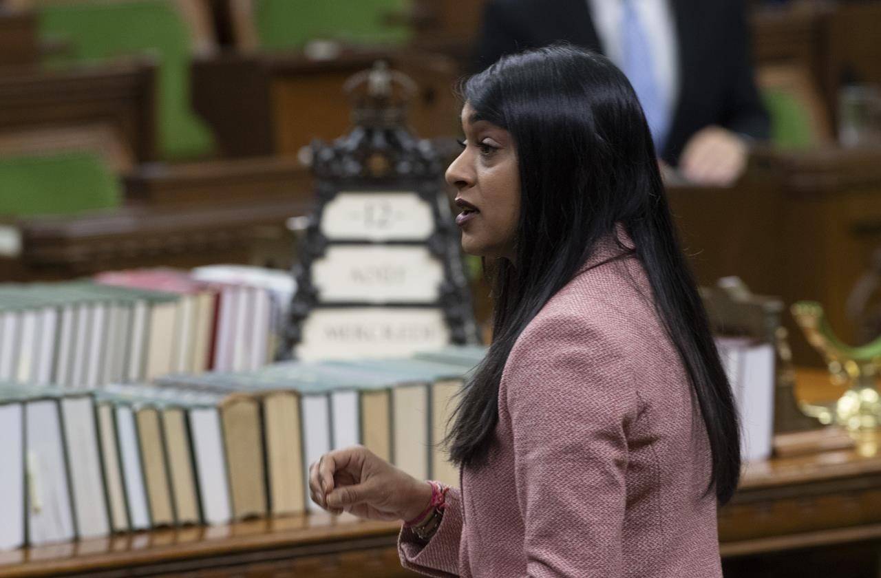 Diversity Minister Bardish Chagger rises during a sitting of the Special Committee on the COVID-19 Pandemic in the House of Commons in Ottawa, Wednesday, Aug. 12, 2020. THE CANADIAN PRESS/Adrian Wyld