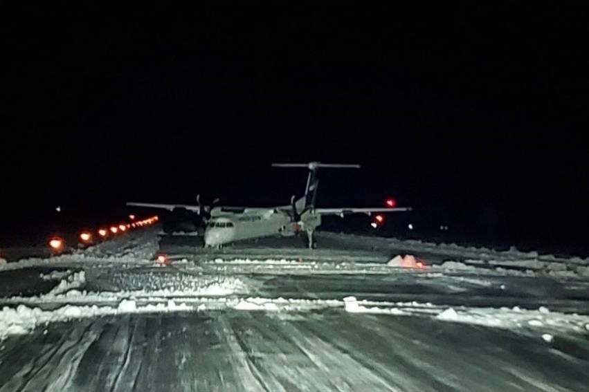 The Transportation Safety Board of Canada identified snow as a contributing factor in an incident at the Northwest Regional Airport Jan 31, 2020 that resulted in the collapse of a WestJet aircraft’s nose landing gear. (Northwest Regional Airport/Transportation Safety Board of Canada)