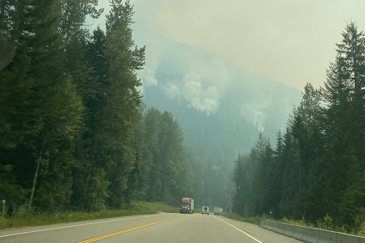 A view of the Three Valley Lake Fire on July 27. (Zach Roman-Salmon Arm Observer)