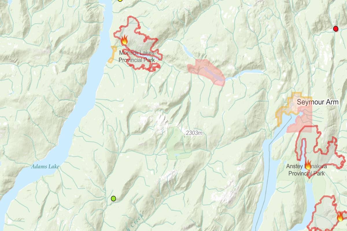 BC Wildfire map of area.